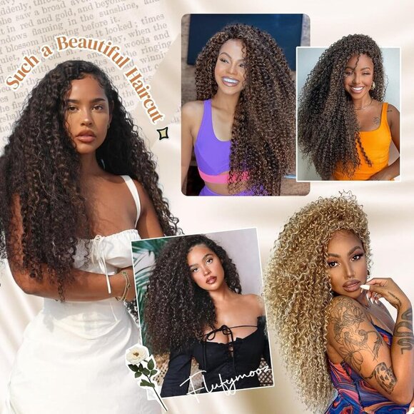 Clip in Hair Extensions Synthetic 20 Inches Curly Long Natural Look for Women main image 7